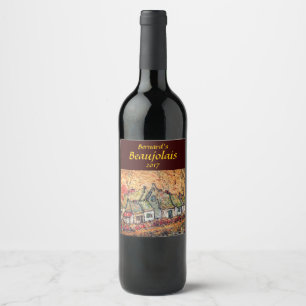 Étiquette Pour Bouteilles De Vin Lever de soleil à l'étiquette rustique de vin de