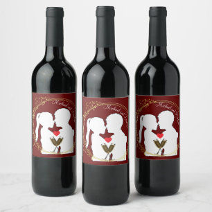 Étiquette Pour Bouteilles De Vin Levez un toast à l'élégance du couple heureux