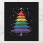 Étiquette Pour Bouteilles De Vin LGBT-Q Pride Christmas Tree Pajama Rainbow Flag (Étiquettes simples)