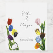 Étiquette Pour Bouteilles De Vin LGBTQ plus Fleurs tulipes (Étiquettes simples)