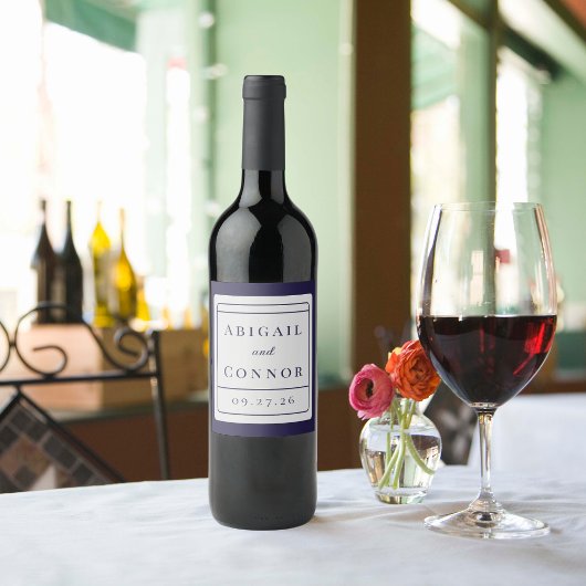 Étiquette Pour Bouteilles De Vin Lignes modernes épurées Marine & Grey