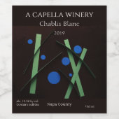 Étiquette Pour Bouteilles De Vin Lignes vertes, points bleus (Étiquettes simples)