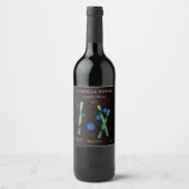 Étiquette Pour Bouteilles De Vin Lignes vertes, points bleus (Devant)