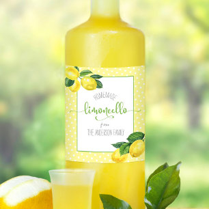 Étiquette Pour Bouteilles De Vin Limoncello aquarelle citron point personnalisé scr