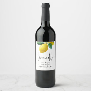 Étiquette Pour Bouteilles De Vin Limoncello Aquarelle Citrons Floral
