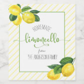 Étiquette Pour Bouteilles De Vin Limoncello aquarelle citrons script de nom personn (Étiquettes simples)