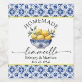 Étiquette Pour Bouteilles De Vin Limoncello Calligraphie Aquarelle Citron Carreaux  (Étiquettes simples)