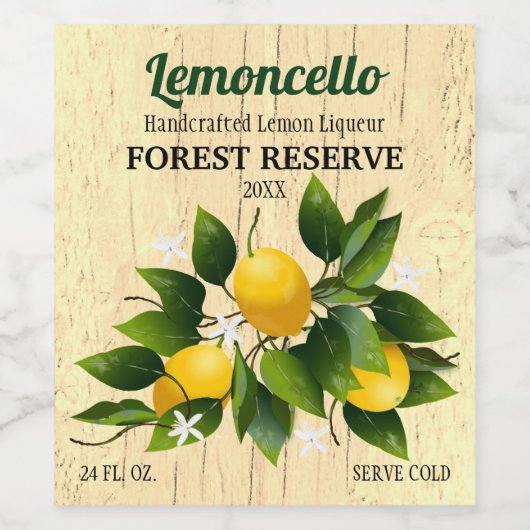 Étiquette Pour Bouteilles De Vin Limoncello Citron Citron (Étiquettes simples)