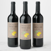 Limoncello fait maison avec amour Aquarelle Citron