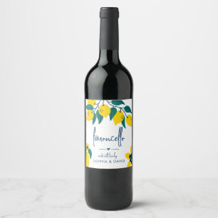 Étiquette Pour Bouteilles De Vin Limoncello Liqueur de Citron Dessiné à la Main 