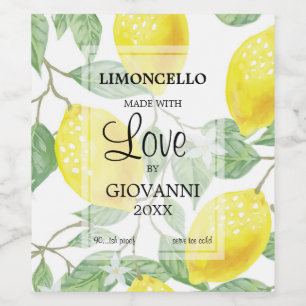 Étiquette Pour Bouteilles De Vin Limoncello petite bouteille fabriquée avec amour