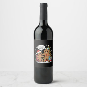 Étiquette Pour Bouteilles De Vin L'Infirmière De Noël Gingerbread Homme Avez-Vous E