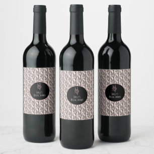 Étiquette Pour Bouteilles De Vin Lingerie de fête de douche de mariée motif rose
