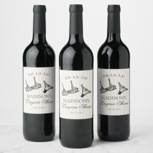 Étiquette Pour Bouteilles De Vin Lingerie noire en cadeau pour enterrement de vie d