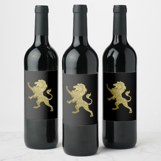 Étiquette Pour Bouteilles De Vin Lion royal d'or noir (Bouteilles)