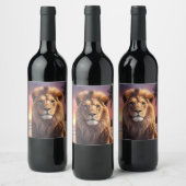 Étiquette Pour Bouteilles De Vin Lion sur la plage (Bouteilles)