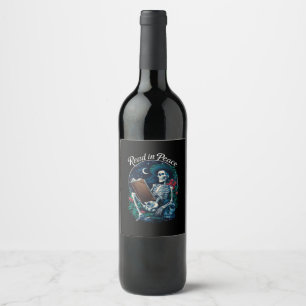 Étiquette Pour Bouteilles De Vin Lire en paix squelette amateur de livre bibliophil