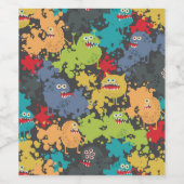 Étiquette Pour Bouteilles De Vin Little cute funny monsters (Étiquettes simples)