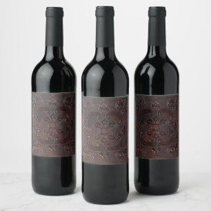 Étiquette Pour Bouteilles De Vin Livre en cuir ancien déchu