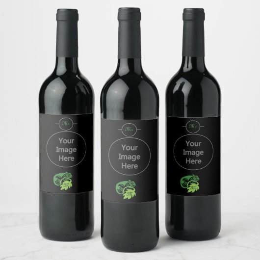 Étiquette Pour Bouteilles De Vin Lizard Vert Chameleon Drunk Suspendu (Bouteilles)