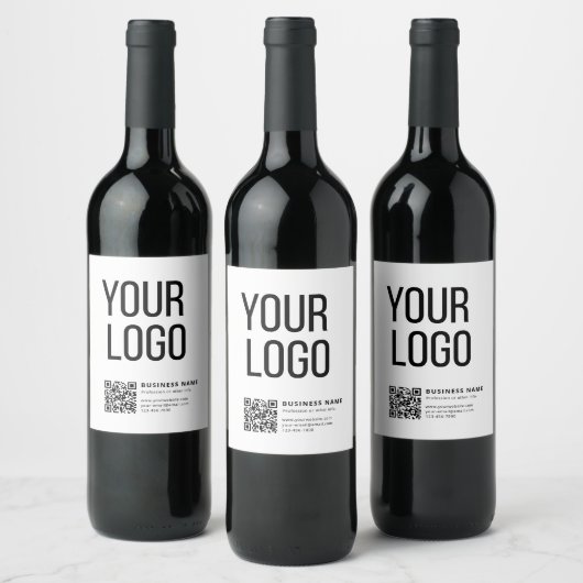 Étiquette Pour Bouteilles De Vin Logo d'entreprise & Code QR modifiable (Bouteilles)