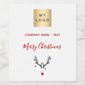 Étiquette Pour Bouteilles De Vin Logo d'entreprise de renne rouge blanc de Noël (Étiquettes simples)