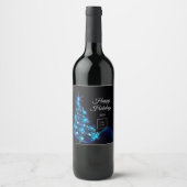 Étiquette Pour Bouteilles De Vin Logo d'entreprise Noël noir bleu moderne arbre (Devant)