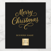 Étiquette Pour Bouteilles De Vin logo entreprise or noir de Noël (Étiquettes simples)