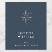 Étiquette Pour Bouteilles De Vin Logo étoile argent élégant Vacances Bleu (Étiquettes simples)