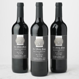 Étiquette Pour Bouteilles De Vin Lone Sand Dollar - Charcoal Grey - Beach Wedding