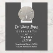 Étiquette Pour Bouteilles De Vin Lone Sand Dollar - Charcoal Grey - Beach Wedding (Étiquettes simples)