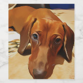 Étiquette Pour Bouteilles De Vin Long Dachshund Is Lying On The Bed (Étiquettes simples)