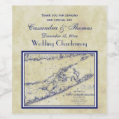 Étiquette Pour Bouteilles De Vin Long Island La Carte Des Hamptons, Dérangée BG #3 (Étiquettes simples)