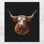 Étiquette Pour Bouteilles De Vin longhorn noir du Texas (Étiquettes simples)