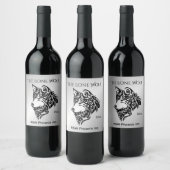 Étiquette Pour Bouteilles De Vin Loup tribal noir solitaire (Bouteilles)