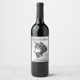 Étiquette Pour Bouteilles De Vin Loup tribal noir solitaire