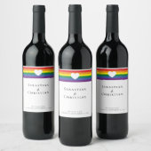 Étiquette Pour Bouteilles De Vin Love Heart et Rainbow Gay Mariage (Bouteilles)