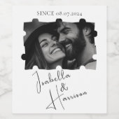 Étiquette Pour Bouteilles De Vin Love I Calligraphy Custom Puzzle Photo Collage (Étiquettes simples)