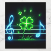 Étiquette Pour Bouteilles De Vin Lucky Clover et notes musicales (Étiquettes simples)
