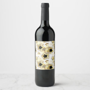 Étiquette Pour Bouteilles De Vin Lumière transparente avec étoiles or