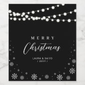Étiquette Pour Bouteilles De Vin Lumières de chaîne noir et blanc Noël Joyeux Noël  (Étiquettes simples)