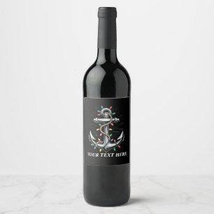 Étiquette Pour Bouteilles De Vin Lumières de Noël personnalisées Bateau de plaisanc