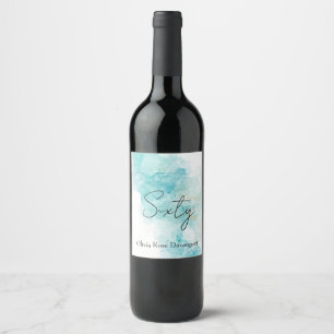 Étiquette Pour Bouteilles De Vin Lumineuse Turquoise et d'encre d'alcool d'or 60e f