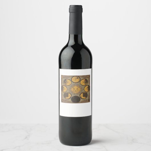 Étiquette Pour Bouteilles De Vin Lune Whimsigoth Classique (Devant)