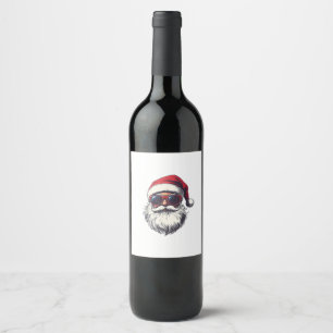 Étiquette Pour Bouteilles De Vin Lunettes de soleil rétro visage cool Santa Claus N