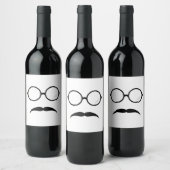 Étiquette Pour Bouteilles De Vin Lunettes et moustache (Bouteilles)