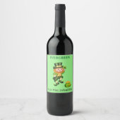 Étiquette Pour Bouteilles De Vin Lutins mignons & pot d'or sur fond vert citron (Devant)