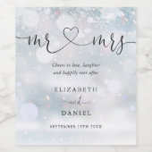 Étiquette Pour Bouteilles De Vin M. et Mme À l'amour Script Mariage d'hiver (Étiquettes simples)