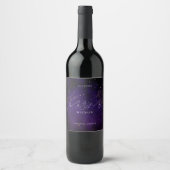 Étiquette Pour Bouteilles De Vin M et Mme Script Violet foncé Magique Or  (Devant)