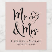 Étiquette Pour Bouteilles De Vin M. Mme Blush Pink Mariage (Étiquettes simples)